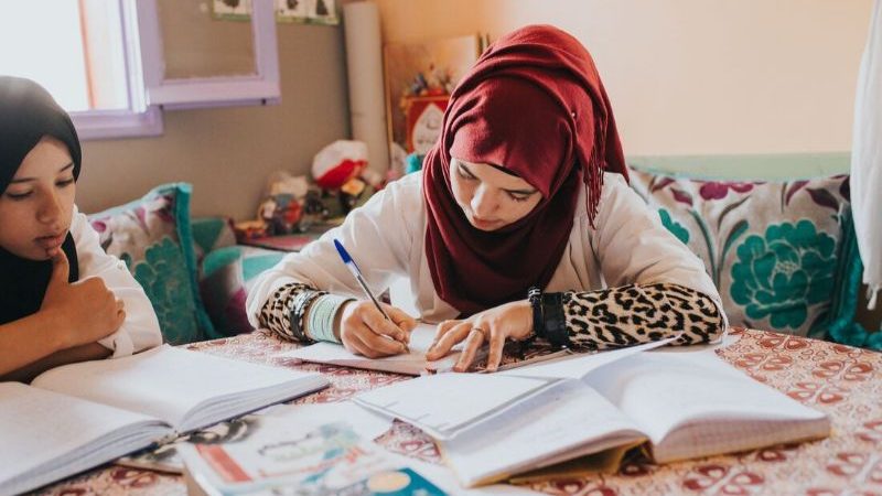 Teenage girls study in Morocco