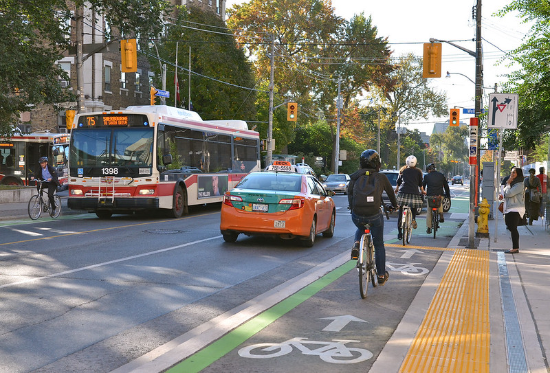 Cycling in Toronto on Sherbourne bike lane