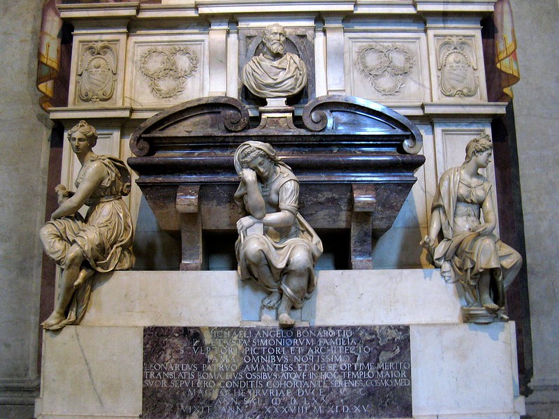 Michelangelo's tomb in Santa Croce basilica, Florence