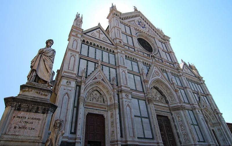 Exterior of Santa Croce Basilica in Florence.
