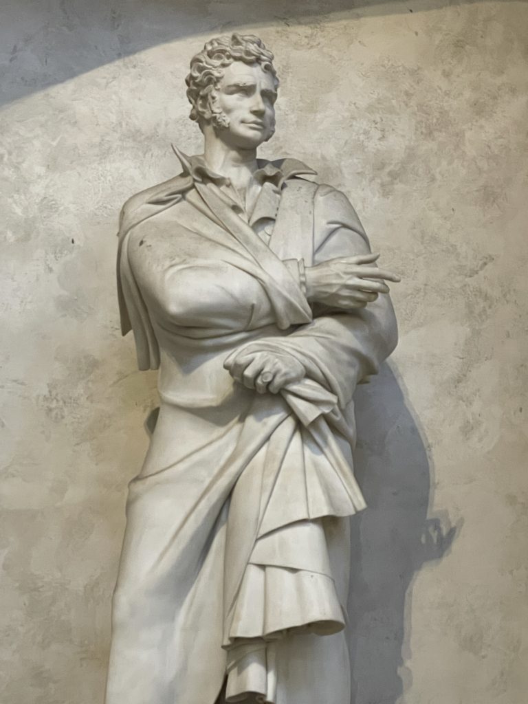 Statue of Ugo Foscolo in Santa Croce basilica Florence