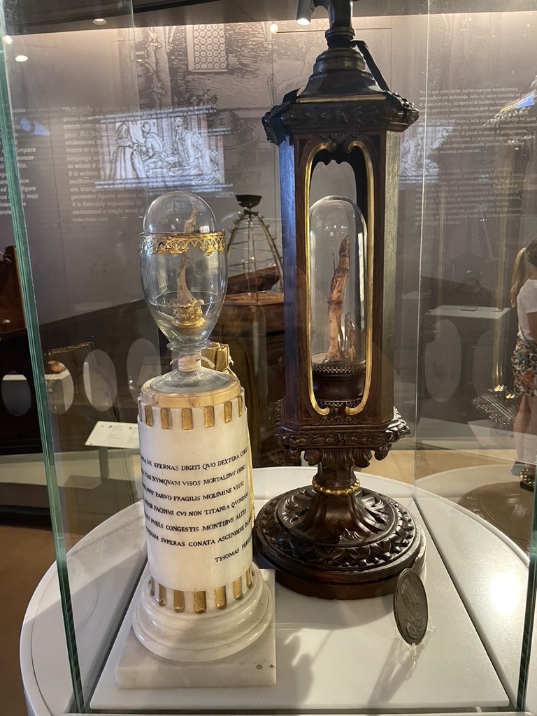 Galileo's fingers on display in a museum in Florence Italy